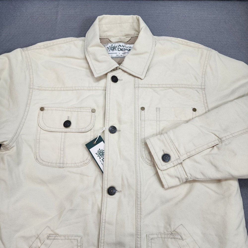 Alpine Design Womens Quilted Lined Chore Coat Natural Khaki ADW24700 Small NEW
